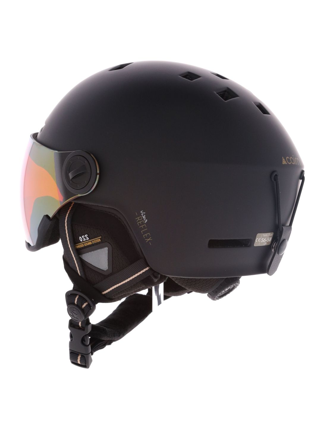 Cairn, Reflex Visor kask z szybą unisex Mat Black Gold czarny 