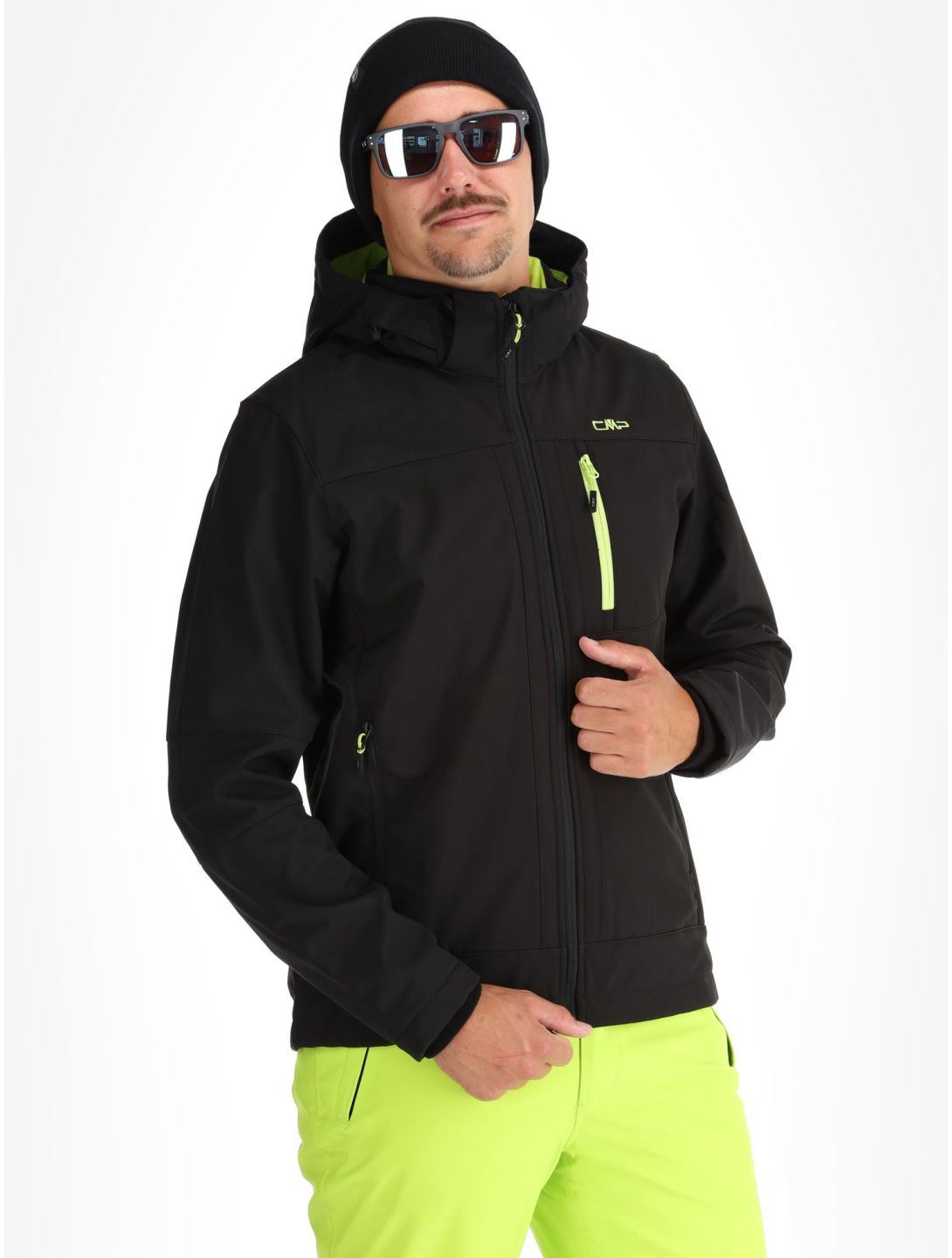 CMP, 3A01787N kurtka softshell mężczyźni Black / Acid czarny 