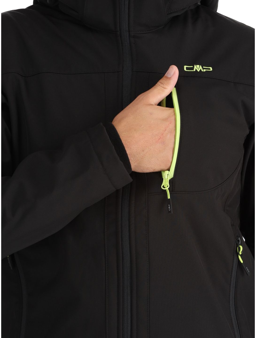 CMP, 3A01787N kurtka softshell mężczyźni Black / Acid czarny 