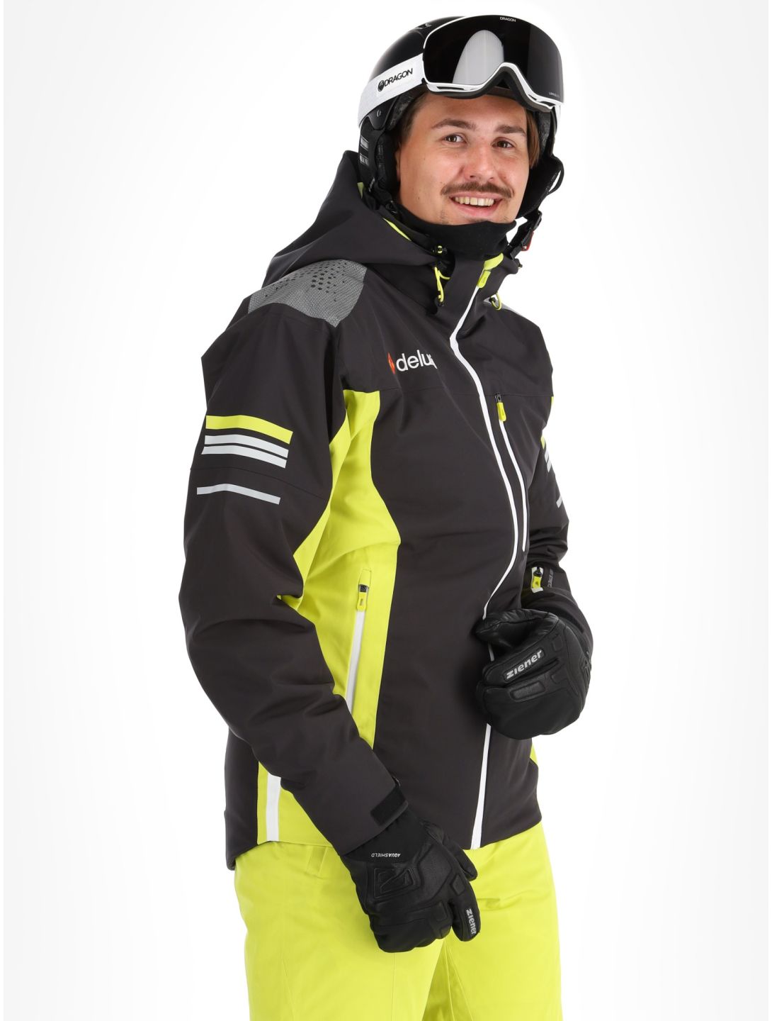 Deluni, Challenger 4 kurtka narciarska mężczyźni Black / Yellow Lime czarny, żółty 