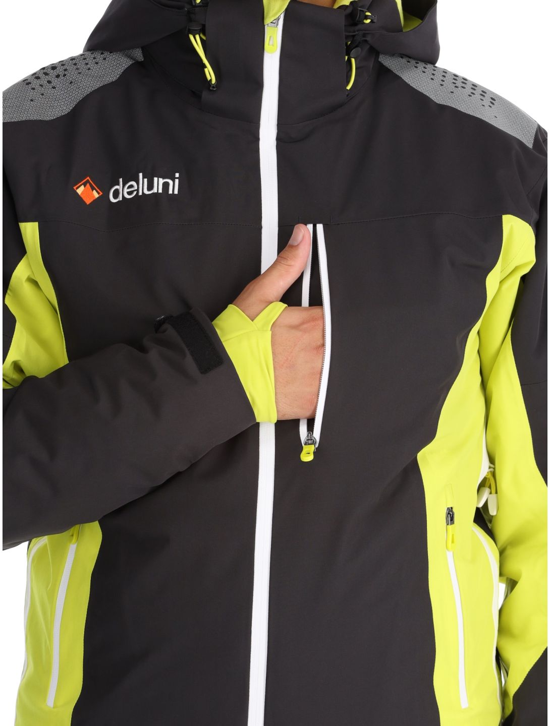 Deluni, Challenger 4 kurtka narciarska mężczyźni Black / Yellow Lime czarny, żółty 