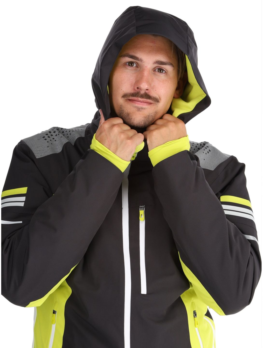 Deluni, Challenger 4 kurtka narciarska mężczyźni Black / Yellow Lime czarny, żółty 