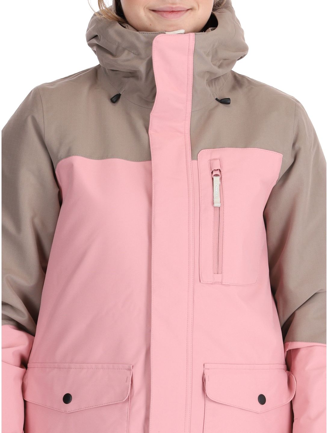 O'Neill, Utility Hybrid kurtka narciarska kobiety Genuine Pink Colour Block biały, brązowy, różowy 