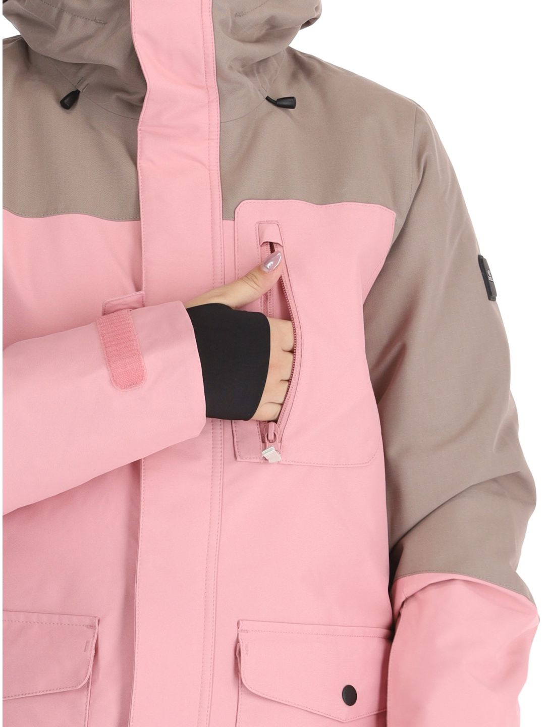 O'Neill, Utility Hybrid kurtka narciarska kobiety Genuine Pink Colour Block biały, brązowy, różowy 