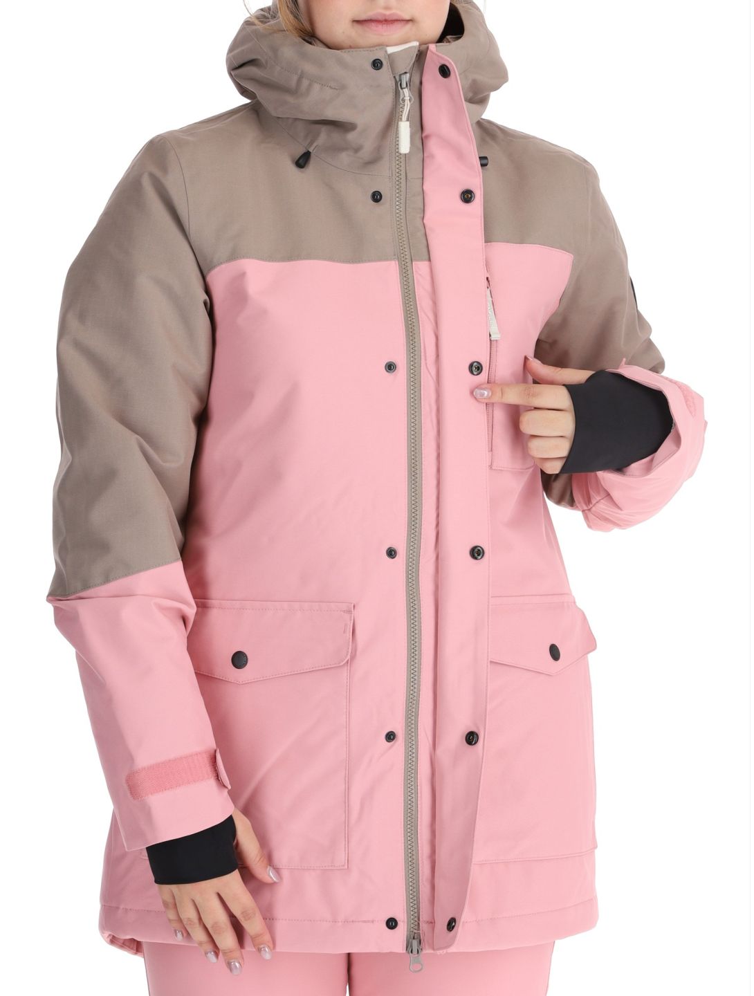 O'Neill, Utility Hybrid kurtka narciarska kobiety Genuine Pink Colour Block biały, brązowy, różowy 