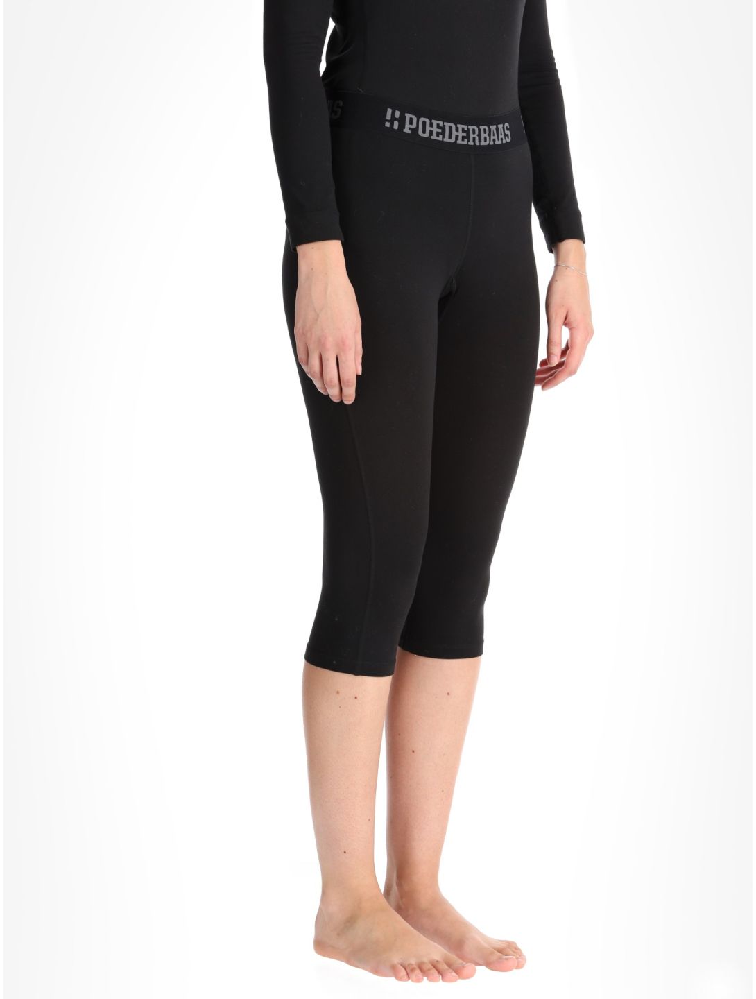 Poederbaas, Lightweight Baselayer 3/4 spodnie termoaktywne kobiety Black czarny 