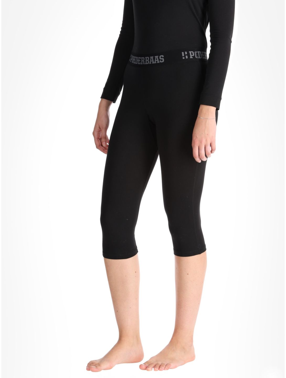 Poederbaas, Lightweight Baselayer 3/4 spodnie termoaktywne kobiety Black czarny 