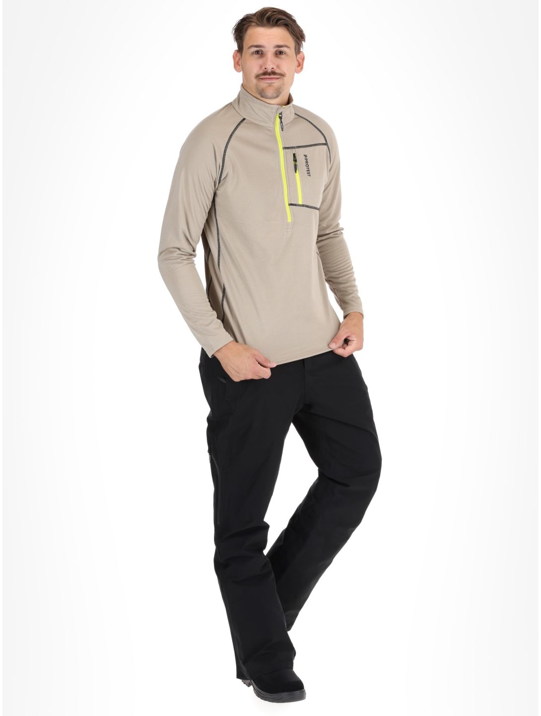 Protest, PRTKODY 1/4 zip bluza mężczyźni Bamboo Beige beżowy 