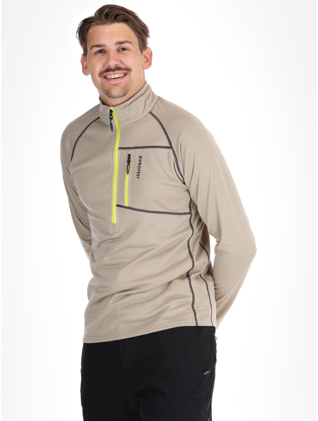 Protest, PRTKODY 1/4 zip bluza mężczyźni Bamboo Beige beżowy 