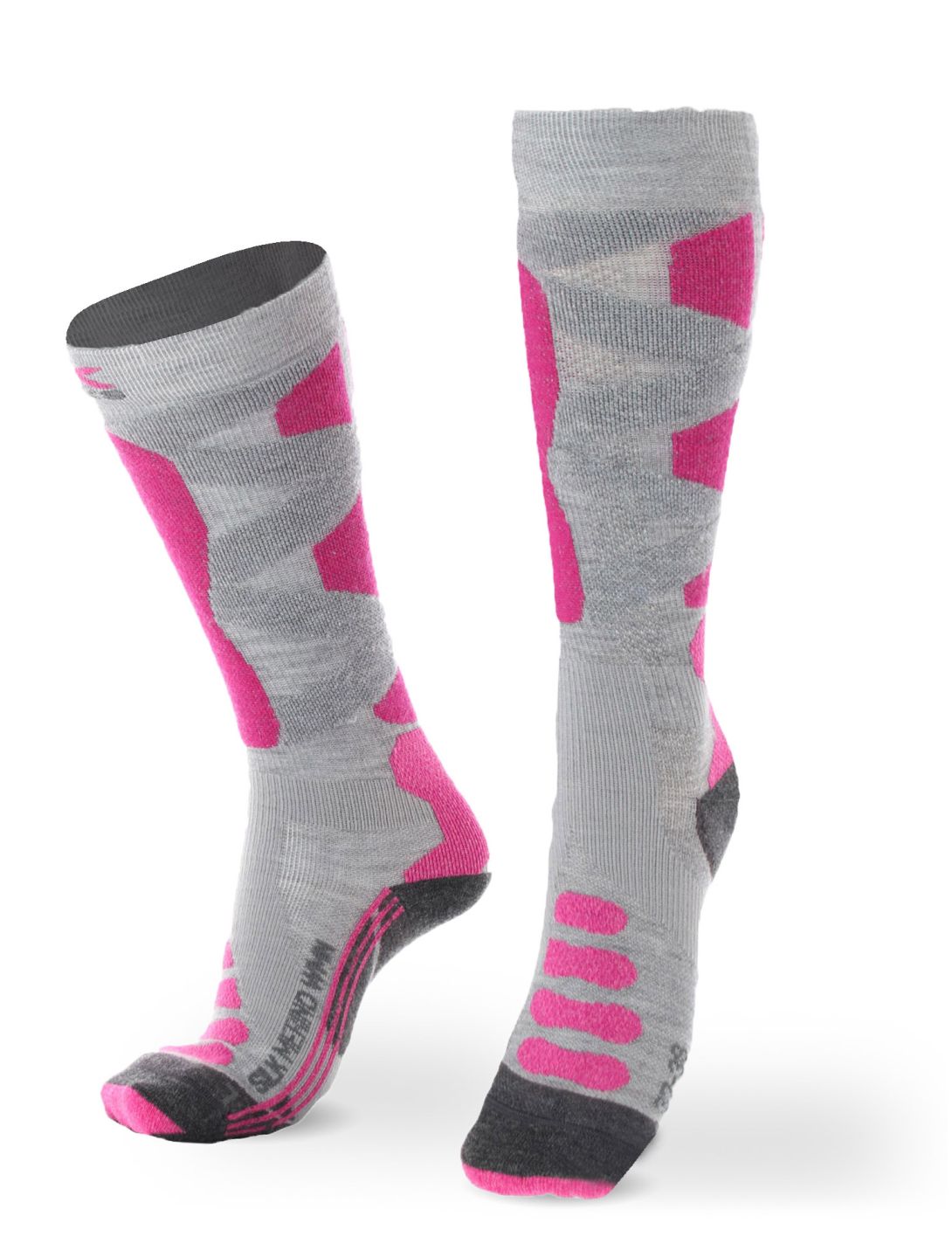 X-socks, Ski Silk Merino 4.0 W skarpety narciarskie kobiety Grey / Pink różowy, szary 