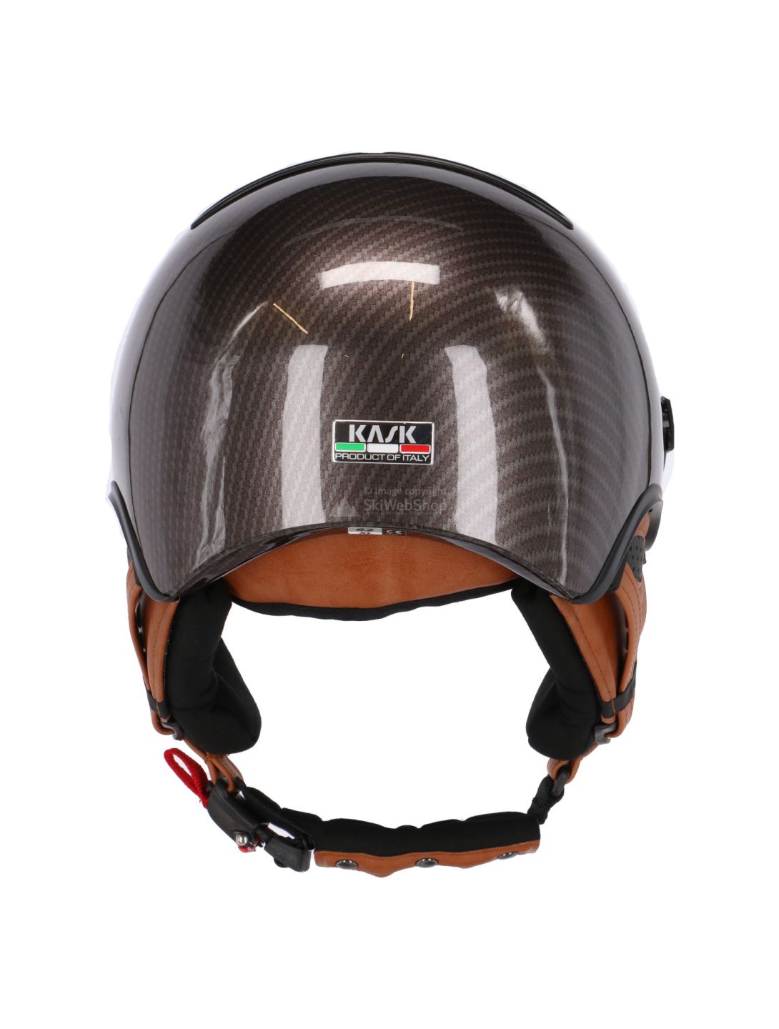 Kask Elite Pro, kask narciarski, ciemnoszary/brązowy, carbon/brown - złoty lustrzany wizjer