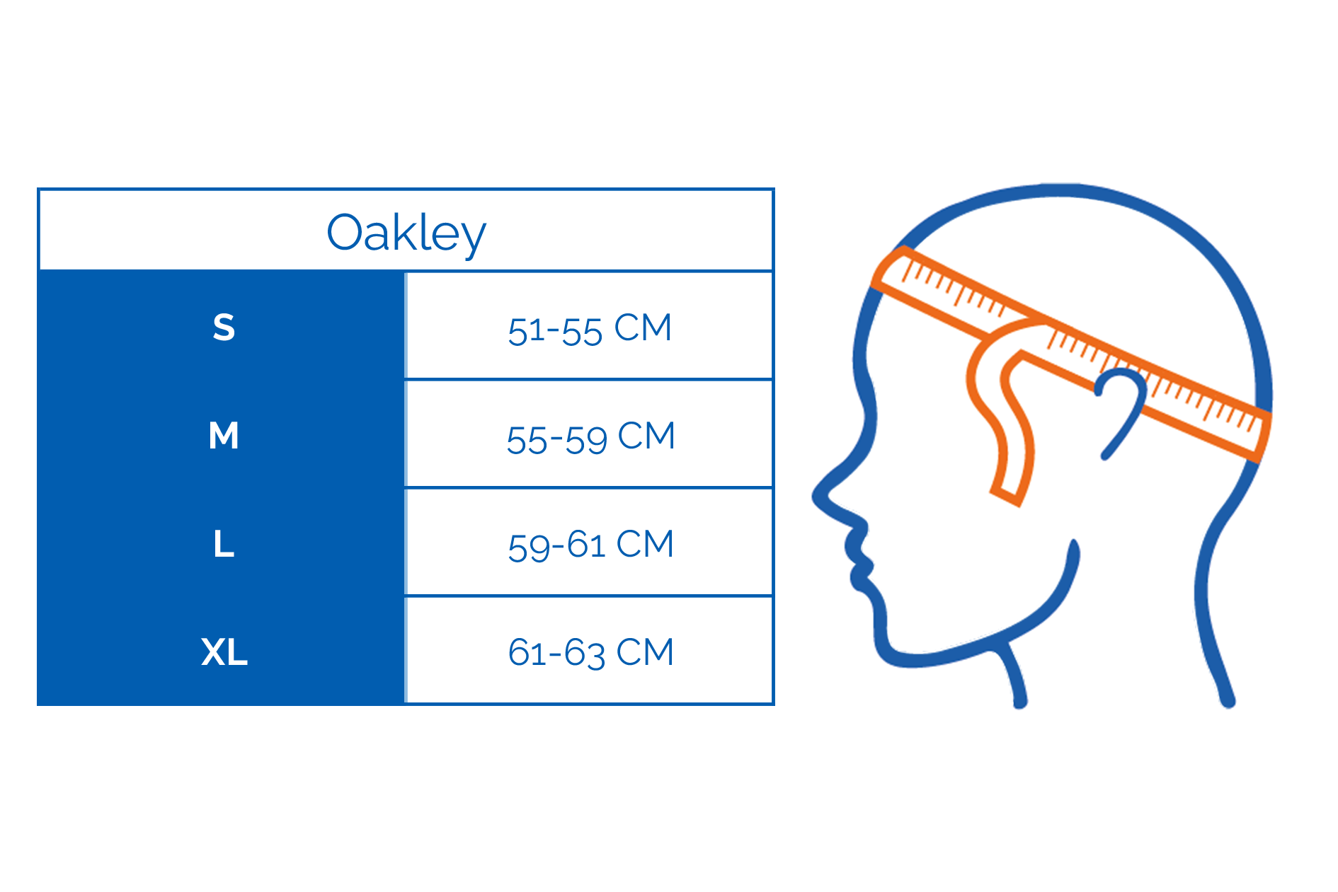 Tabela rozmiarów kasku narciarskiego Oakley